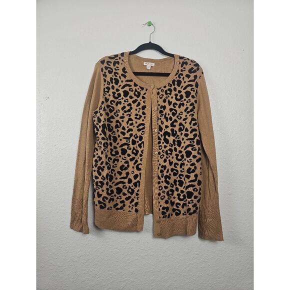 Merona Large Animal Print Long Sleeve Button-Up Cardigan - Picture 1 of 8